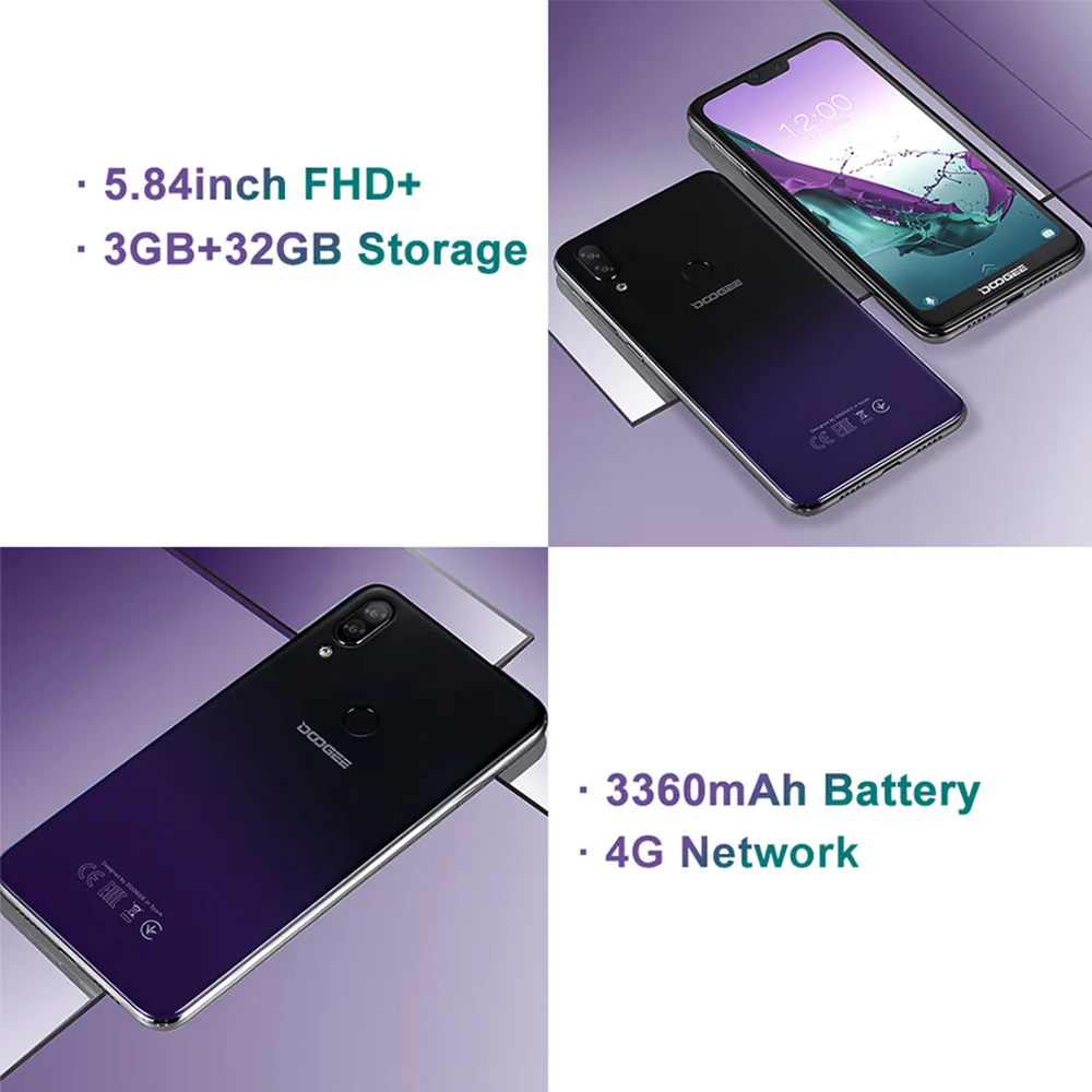 Doogee N10 Восьмиядерный Android 8 1 смартфон 3 ГБ 32 5 84 дюймов FHD + 19:9 дисплей 16 0 Мп камера 3360