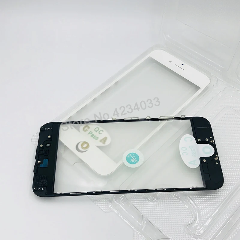 

10pcs cold press 3 in 1 Front Screen Glass With Frame OCA For iphone 5 5s 6 6s 7 7g 8 8p X plus repair black white Replacement