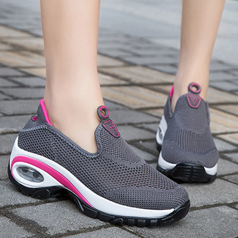 

Women Sneakers Slip on Platform Rubber Black Breathable Driving Outside Vulcanized Casual Outside Ladies Shoe Zapato Mujer 108W