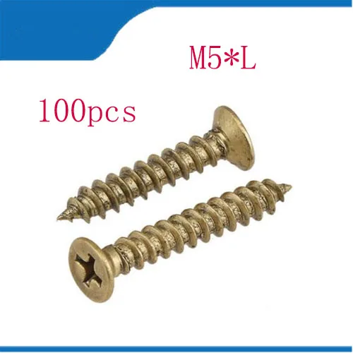 100 Pcs/Lot M5 self tapping screw copper with brass cross recessed