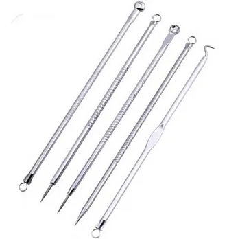 

New Arrive 5PCS/set Face Skin Care Stainless Steel Blackhead Blemish Acne Pimple Extractor Remover Kit Tool Cleanser Beauty