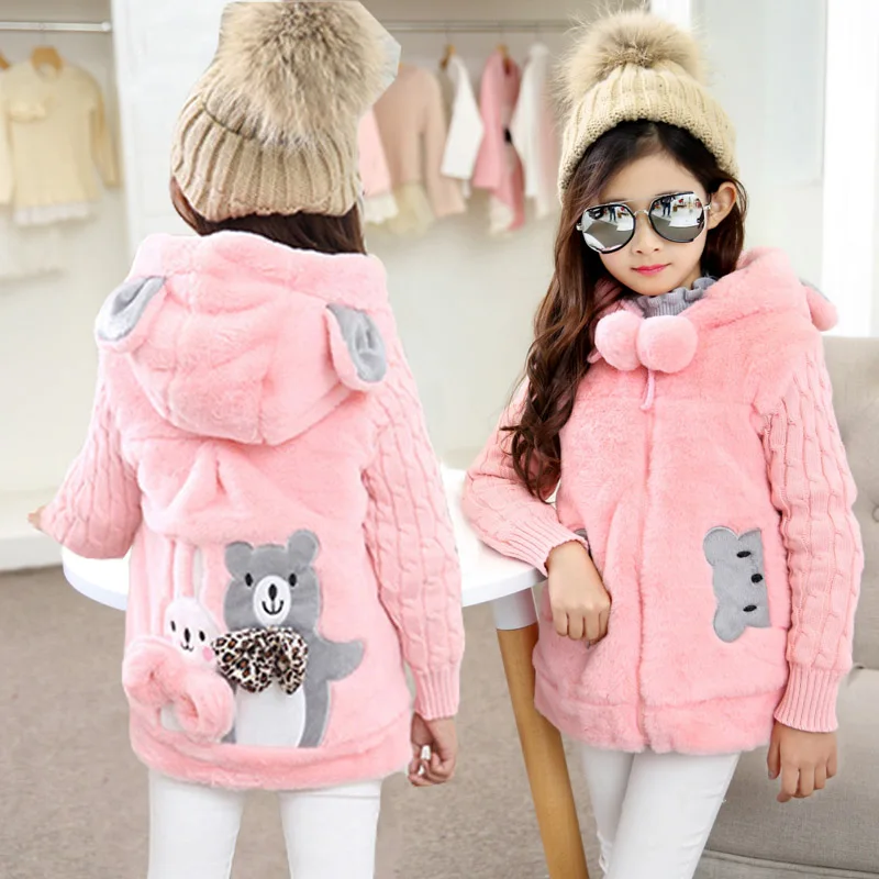 Куртка для девочек-подростков г. Осенне-зимняя куртка для девочек, пальто с мехом Детская куртка детская верхняя одежда, пальто для девочек, одежда От 3 до 12 лет - Цвет: Pink