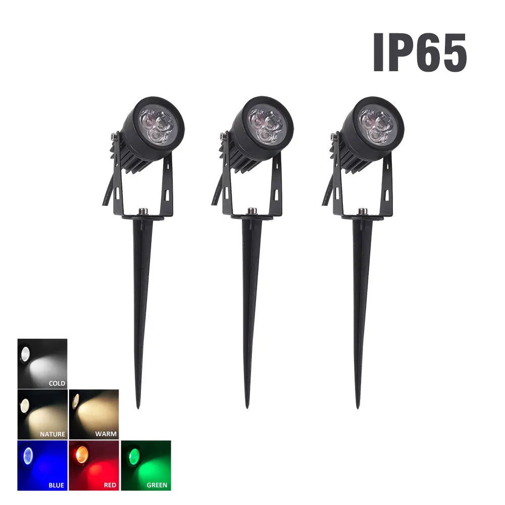 

10pcs Red Blue Green White led lawn lamp 3w led garden lamp with spike or round base waterproof landscape garden led light