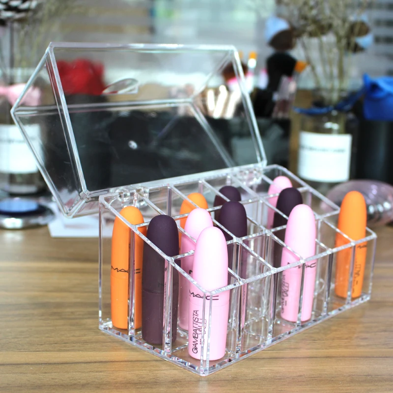 Makeup Organizer Clear Lipstick Storage Box 18 Slots Lip Gloss