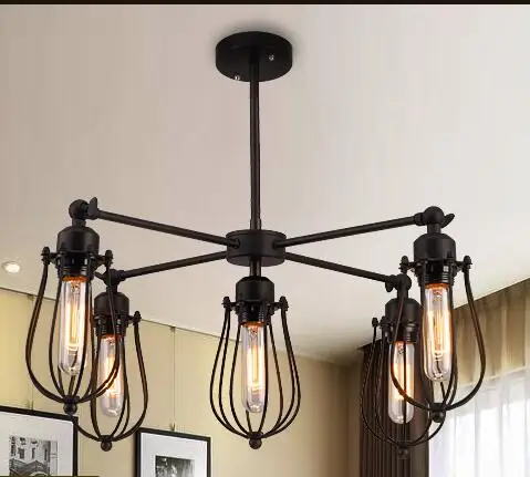 

American loft iron pendant light black restaurant bar hair net cafe cafe wrought droplight