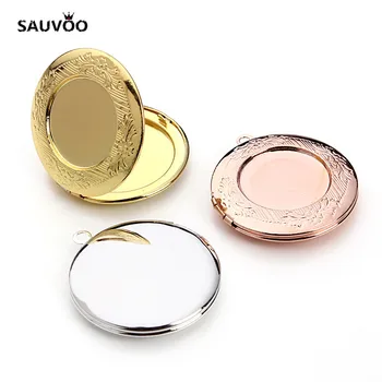 

SAUVOO 5pcs/lot Copper Photo Frame Case Charms Pendants Inner Size 19mm Antique Bronze Gold Silver Color foy Jewelry Gift DIY