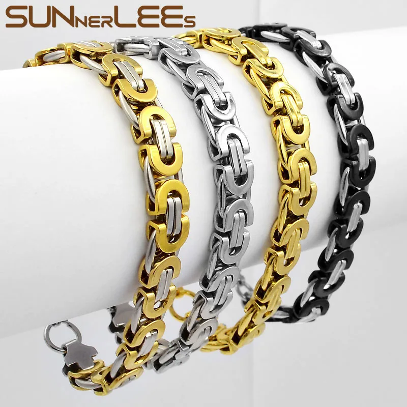Браслет SUNNERLEES из нержавеющей стали 6 мм ~ 11 в коробке Византийская звеньевая