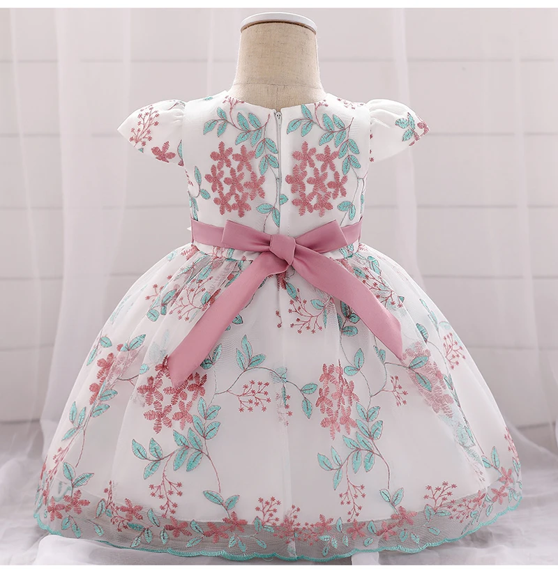 Новое платье для маленьких девочек 3, 6, 9, 12, 18, 24 месяцев, красные платья-пачки с цветочной вышивкой для малышей Костюм принцессы для малышей платье на день рождения, B6A2DA