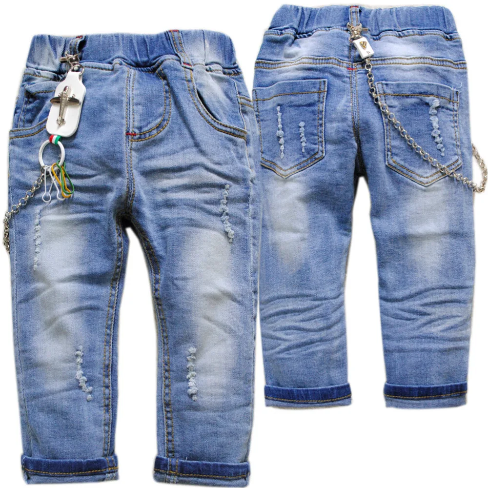4060 baby jeans baby boy jeans soft denim pants little hole spring