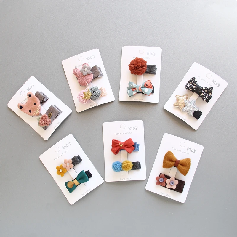

2pcs/lot Multi-style Ribbon Bow Flower Hairpins Hair Barrettes Children Accessories Cute Baby Girls Headwear Hair Clip
