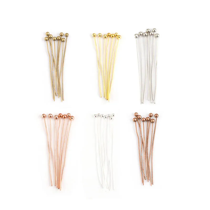 

200Pcs//lot 18/20/24/30/35/40mm Head Pins Gold/Silver/Rhodium/Bronze Head Ball Pins For Jewelry Findings Making DIY Needles