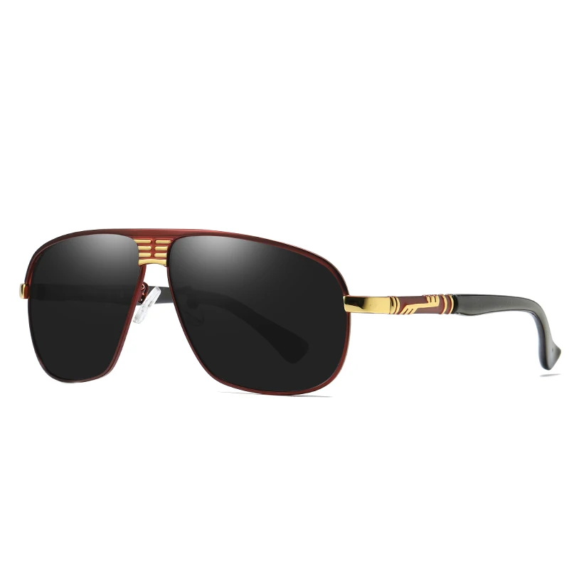 Солнцезащитные очки пилота, классические мужские солнцезащитные очки, поляризационные солнцезащитные очки, мужские очки для вождения, 272 - Цвет линз: Red gold grey