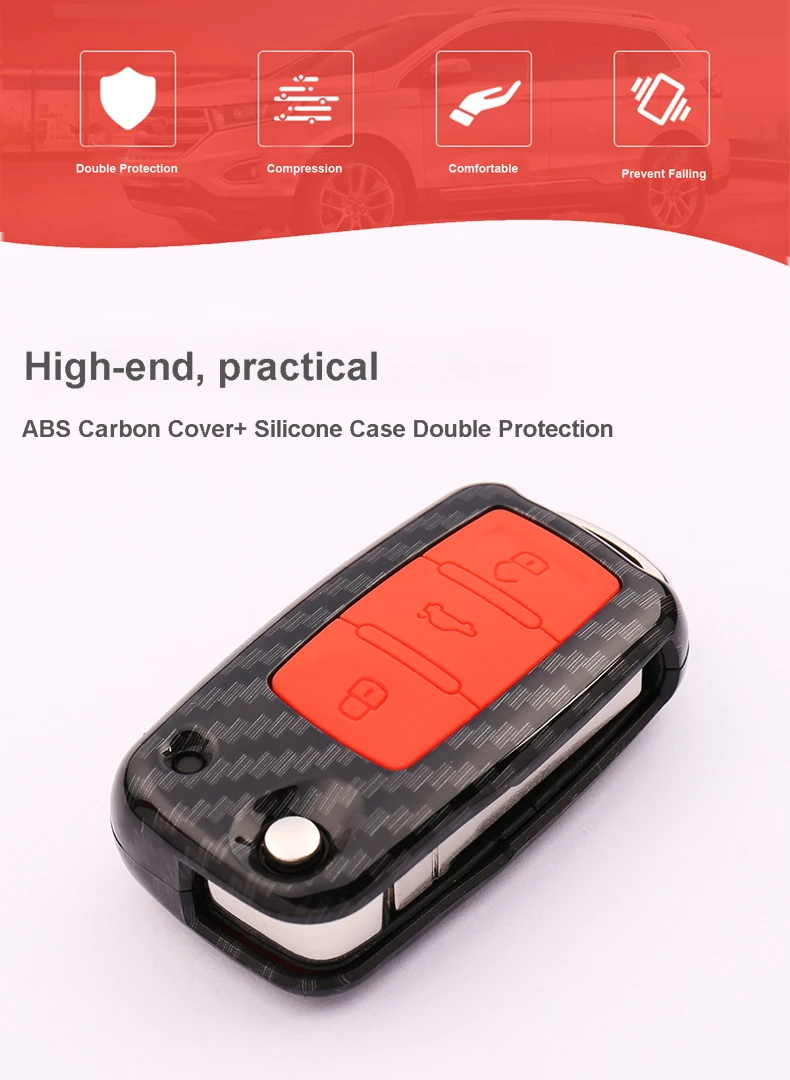 Keyforkess 10x copertura della cassa chiave dell'automobile del carbonio per Volkswagen VW Golf 7 mk7 Seat Ibiza Leon FR 2 Altea Aztec per Skoda Octavia -