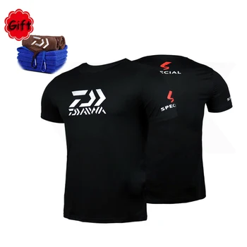 

Short Sleeve Fishing Clothings Men Summer Black Cotton Fishing T Shirt Breathable Outdoor Sports Running Tops Jersey Free Gift