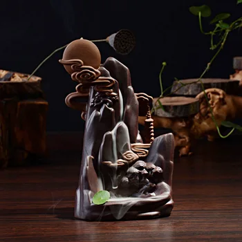 

T Clouds Chasing the Moon Ceramic Backflow Incense Burner Hot Living Room HandCrafts Cone Censer Base Highend Quality Home Decor