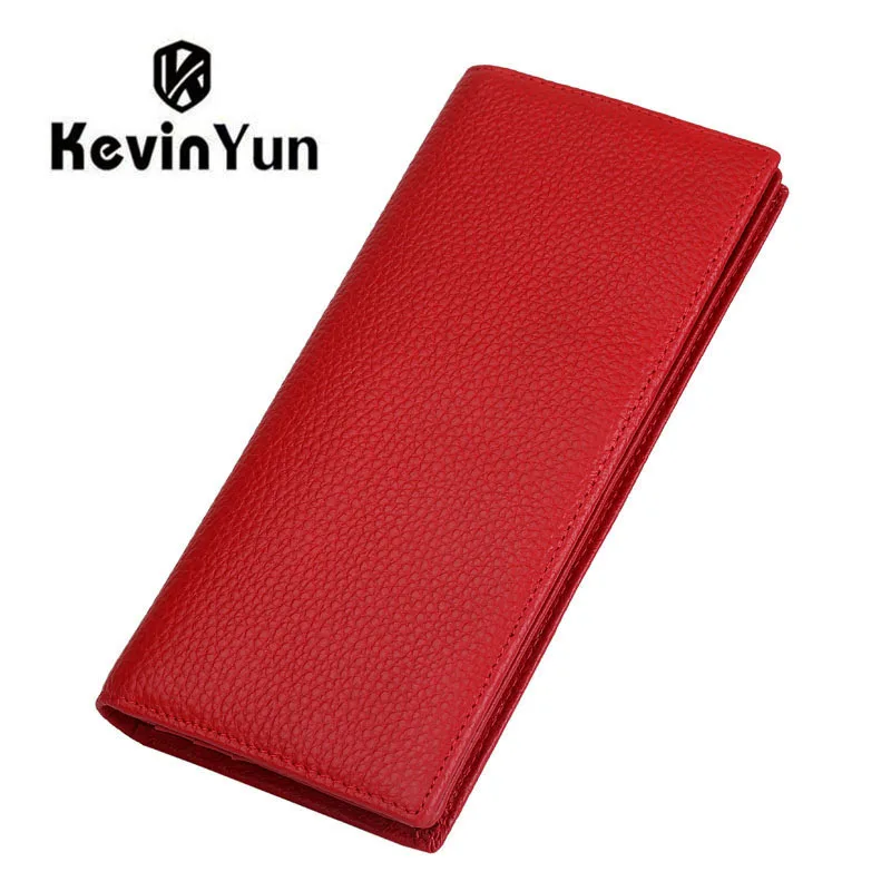 Кевин Юн дизайнерский бренд Модные женские кошельки из натуральной кожи RFID Блокировка длинный тонкий двойной Дамский держатель для карт кошелек
