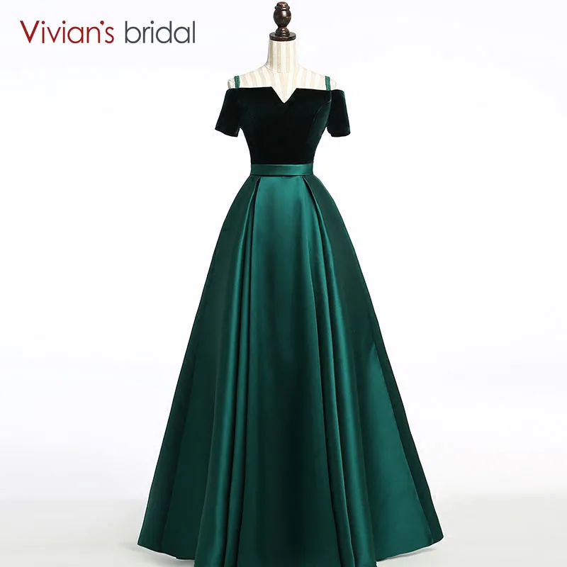 Vintage A Line Evening Dress Velour Satin Vivian's Bridal Boat Neck