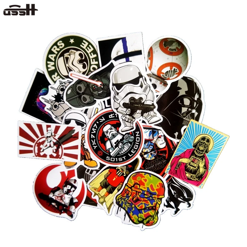 25 Pcs Star Wars Cartoon Mix Style Funny Sticker For Decor Luggage Moto Skate Laptop Guitar