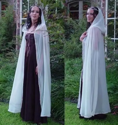Best Product Women Bridal Cloaks Vintage Capes Chiffon Long Hoode Retro Wedding Jacket Wraps White Ivory Christmas Bride Coat Custom Make