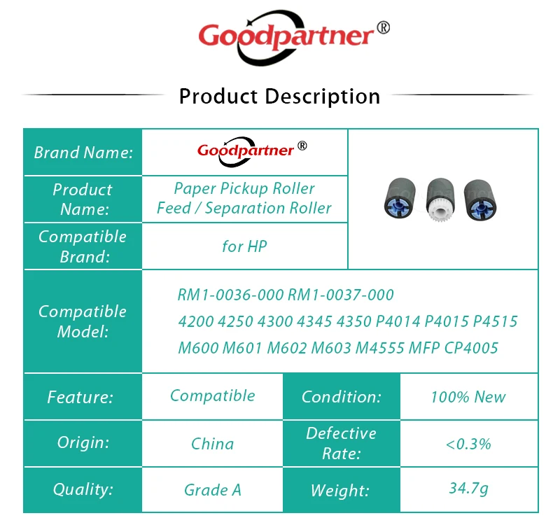 1 комплект RM1-0036-000 RM1-0037-000 подачи Разделение Ролик для hp 4200 4250 4300 4345 4350 4700 P4014 4015 4515 M601 M602 M603