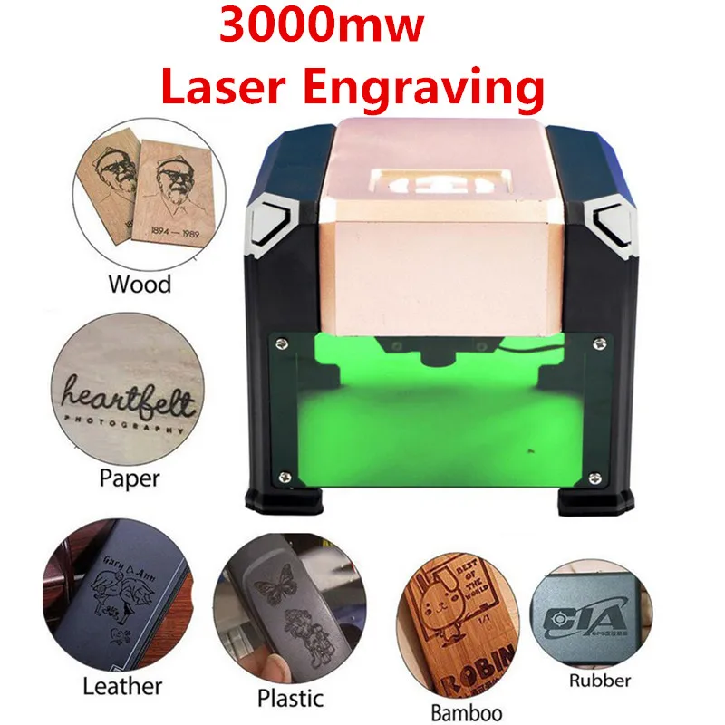 3000 МВт Новая высокоскоростная лазерная гравировальная машина DIY Лазерный Гравер принтер автоматический ручной работы сжигание древесины инструмент для пользовательского логотипа
