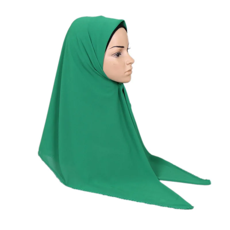 Простая квадратная кружевная цепочка, шифоновая шаль для хиджаба, Женская Высококачественная пляжная Мягкая повязка на голову, мусульманская шаль 115*115 см - Цвет: 16
