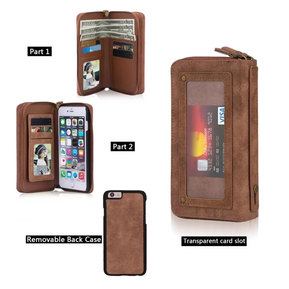 

Multi-function Split the nine card wallet models phone case for Samsung Galaxy S5 S6 cover double zipper retro pattern purse bag
