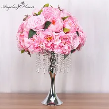 Подгонка 35 см шелковые пионы искусственный цветок шар центральный расположение декора для свадьбы фон стол цветок шар 13 цветов