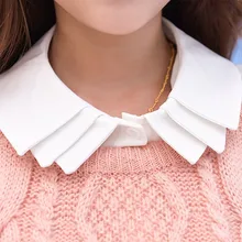 Женский ретро свитер рубашка галстук хлопок шифон полые кружева цветок поддельный съемный воротник воротники-обманки жемчуг Питер Пэн Блузки Топ