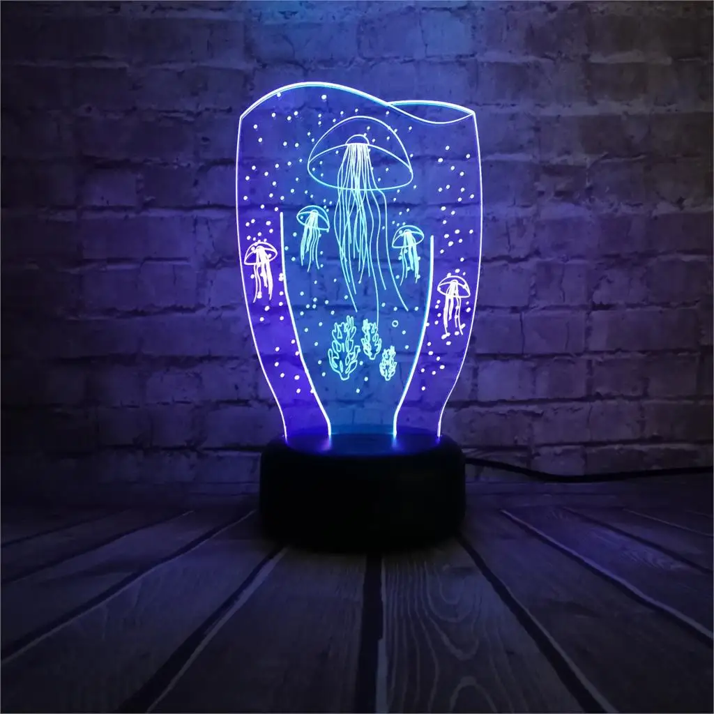 Luminaria цветной Медузы 3D видения Ночник светильник Настольная лампа 7 цветов
