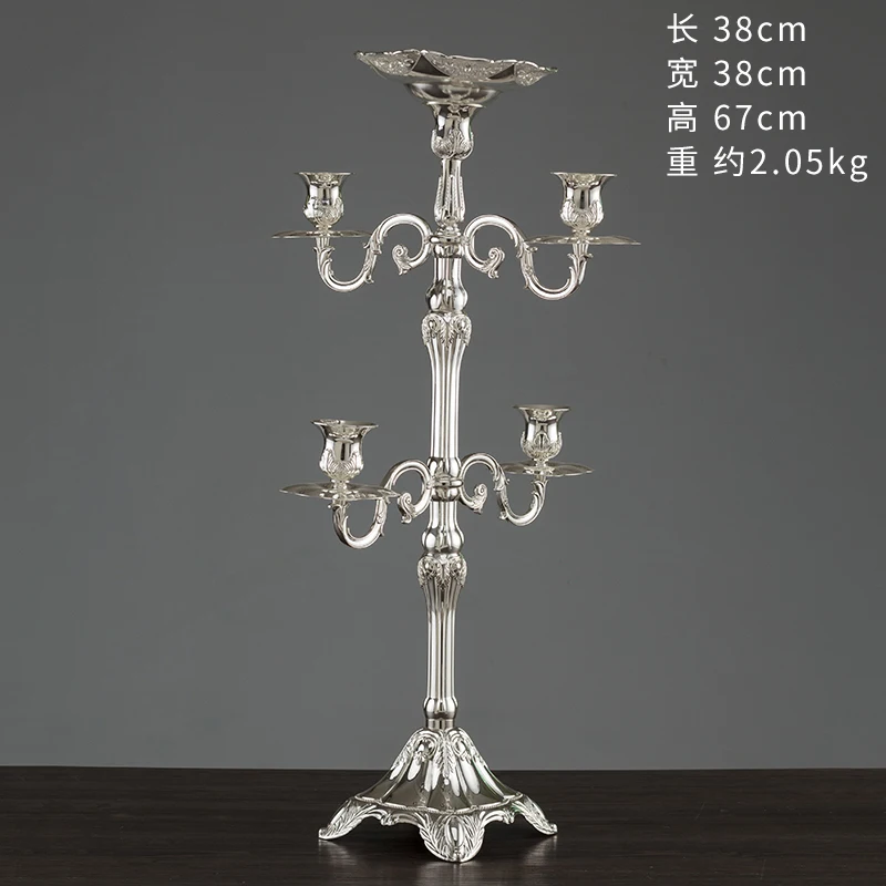Luxury Shinny Silver Wedding Candle Holder 5 Arms/3 Arms Alloy Metal
