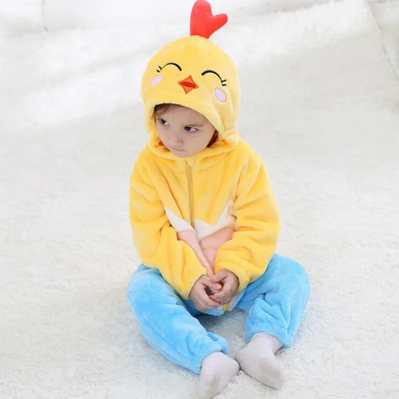 Baby Pokemon Kigurumi Pajamas Clothing Newborn Infant Romper Onesie Animal Anime Costume Outfit Hooded Winter Jumpsuit - Цвет: love chicken