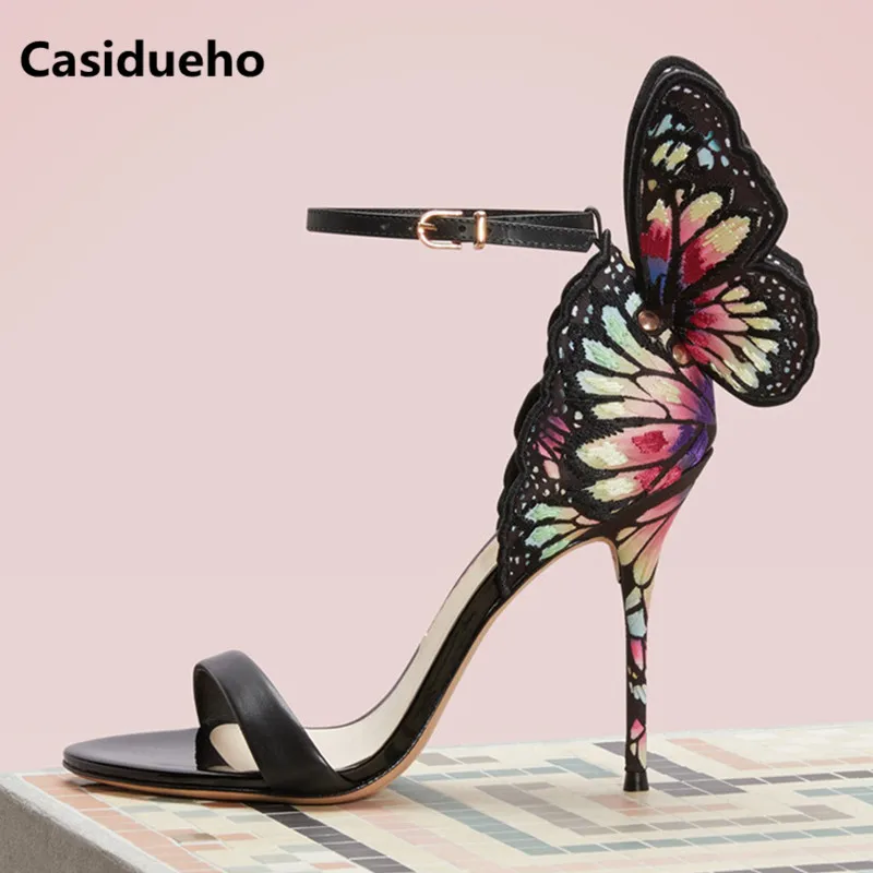 

Luxury Print Gladiator Sandals Sexy Stiletto Dress Shoes Woman Ankle Buckles High Heels Butterfly Lady Pumps Zapatos Mujer 42