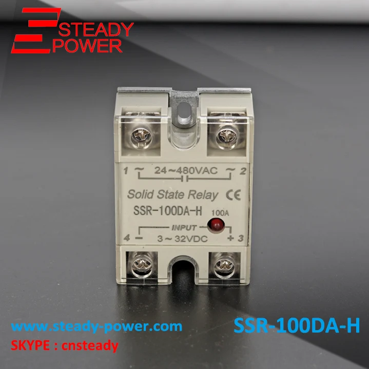 

SSR-100DA-H Single Phase 100A DC to AC High Voltage Solid State Relay 100A 3-32V DC to 90-480V AC relay