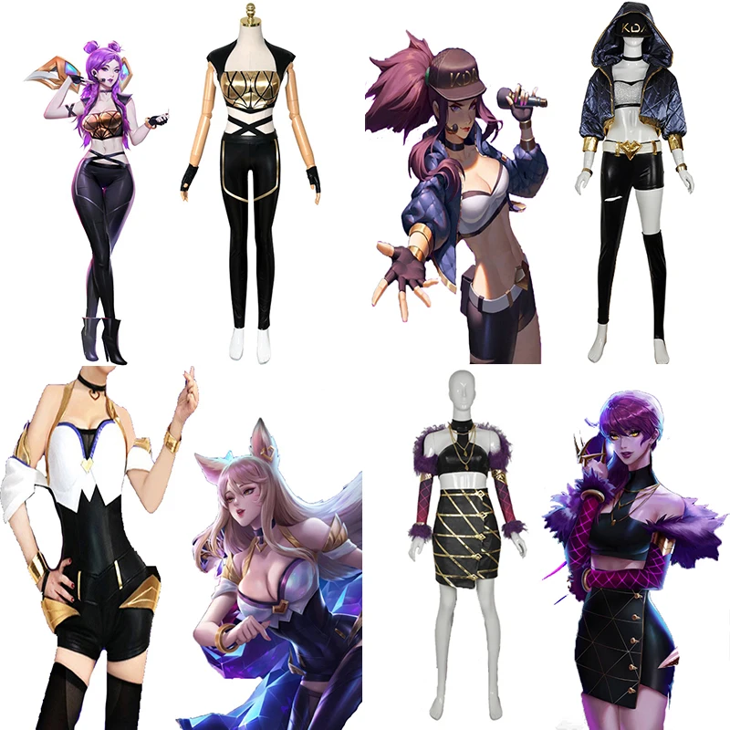 Игра LOL Костюмы для косплея кДа Akali Кайса Ahri Evelynn косплей костюм на Хэллоуин