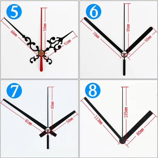 100 компл./лот стрелки часов DIY Замена Запчасти Творческий секундный(минутный)/час металлическая лазерная указка для настенные часы декор игла толстый вал