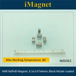 N00361 20 штук n48 Блок редкоземельных неодимовым магнитом, 6.5x3.67x4 мм, кубовидной неодимовый магнит, магнит для холодильника черный Nicke покрытием