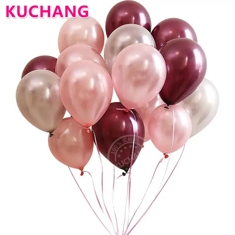 20pcs/lot 12inch Sparkling Burgundy Wine Red Latex Balloons Wedding Bridal Shower Birthday Graduation Prom Party Decorations