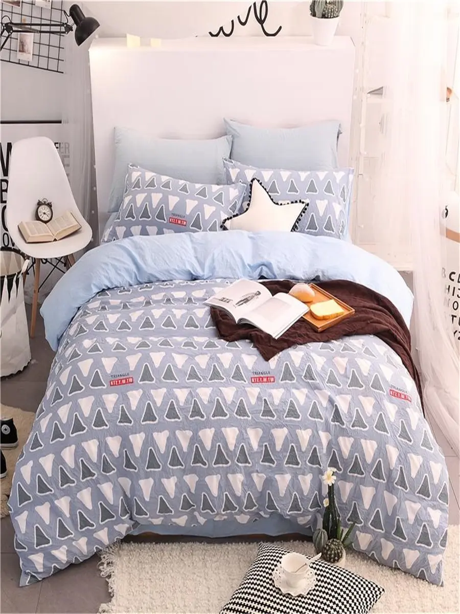 

3/4 Pcs Duvet Cover Set Modern Triangle Pattern Home Bedclothes Set