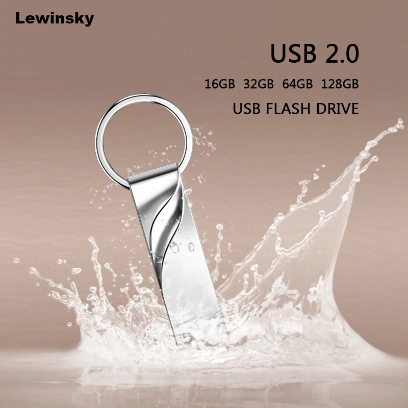 2 0 Водонепроницаемый Флешка 32 Гб 64 128 ГБ 8 16 USB флеш накопитель Memoria Metal Stick