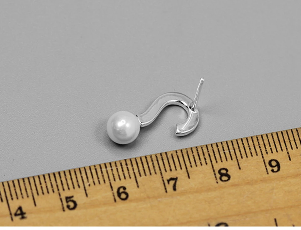 Muduh Collection Real 925 Sterling Silver Handmade Designer Fine Jewelry Cute Question Mark Design Drop Earrings for Women Brincos