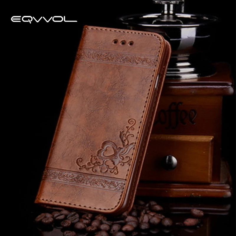

Eqvvol Leather Flip Wallet Cover Case For Apple iPhone X XR 8 7 6S 6 Plus 5S 5 Phone Holster Full Coverage Flower Elegant Cover