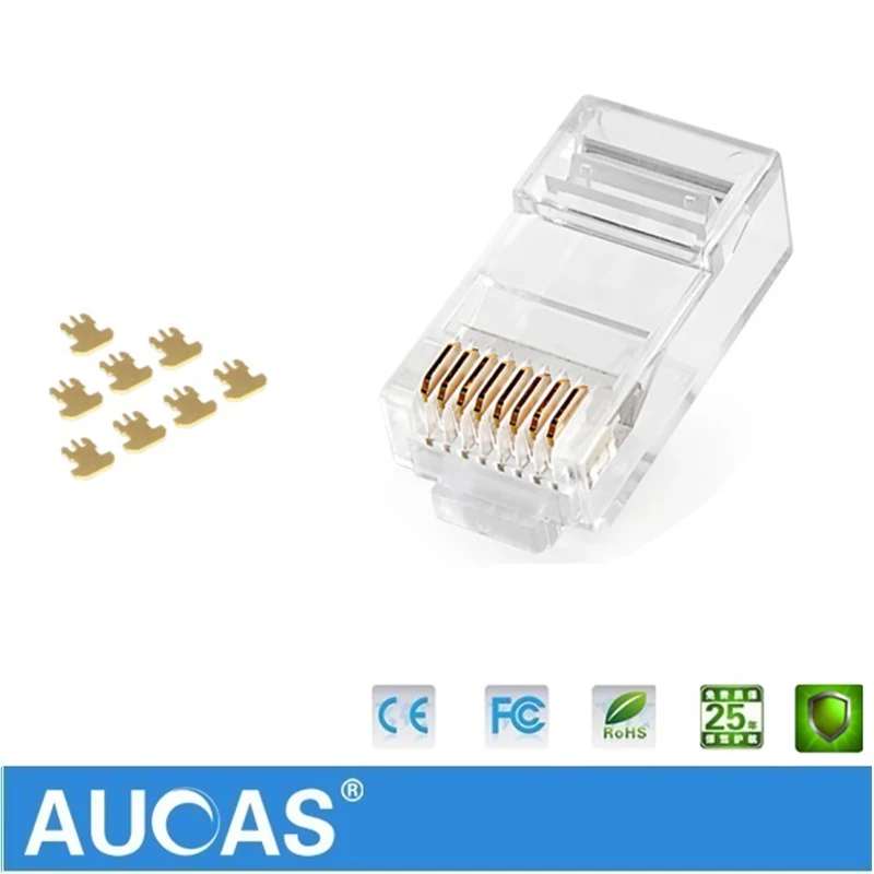 Aucas Высокоскоростной разъем rj45 cat6 8P8C компьютерный сетевой Кабельный модульный cat