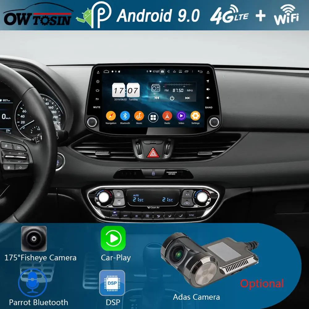 Flash Deal 9" IPS Octa Core 4G RAM+64G ROM Android 9.0 Car DVD Radio GPS For Hyundai I30 2017 2018 2019 DSP CarPlay Parrot BT Stereo Adas 1