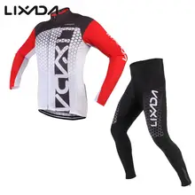 Lixada, унисекс, дышащие, удобные, с длинным рукавом, с подкладкой, брюки, зимние, для велоспорта, комплект одежды, для езды на велосипеде, спортивная одежда