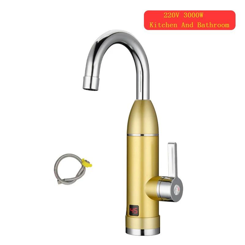DMWD электрический водонагреватель Кухня Instant Hot водопроводной воды электрический водонагреватель кран для кухни мгновенная Нагреватель Цифровой Дисплей - Цвет: Gold 220V