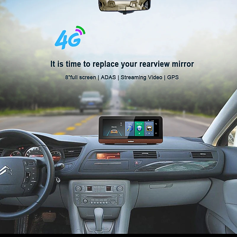 E-ACE E03 rastreador de navegación GPS para coche 4G cámara de visión trasera DVR con doble lente 8 pulgadas Android 5,1 navegación grabadora de vídeo ADAS