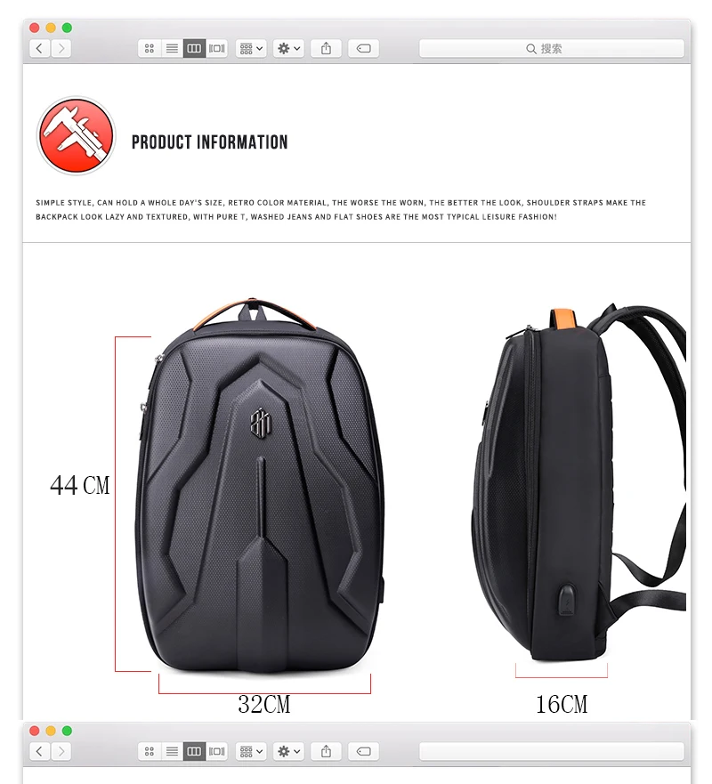 ARCTIC HUNTER Fashion large-capacity backpack men's trend backpack street hard shell multi-function computer bag water-proof bag