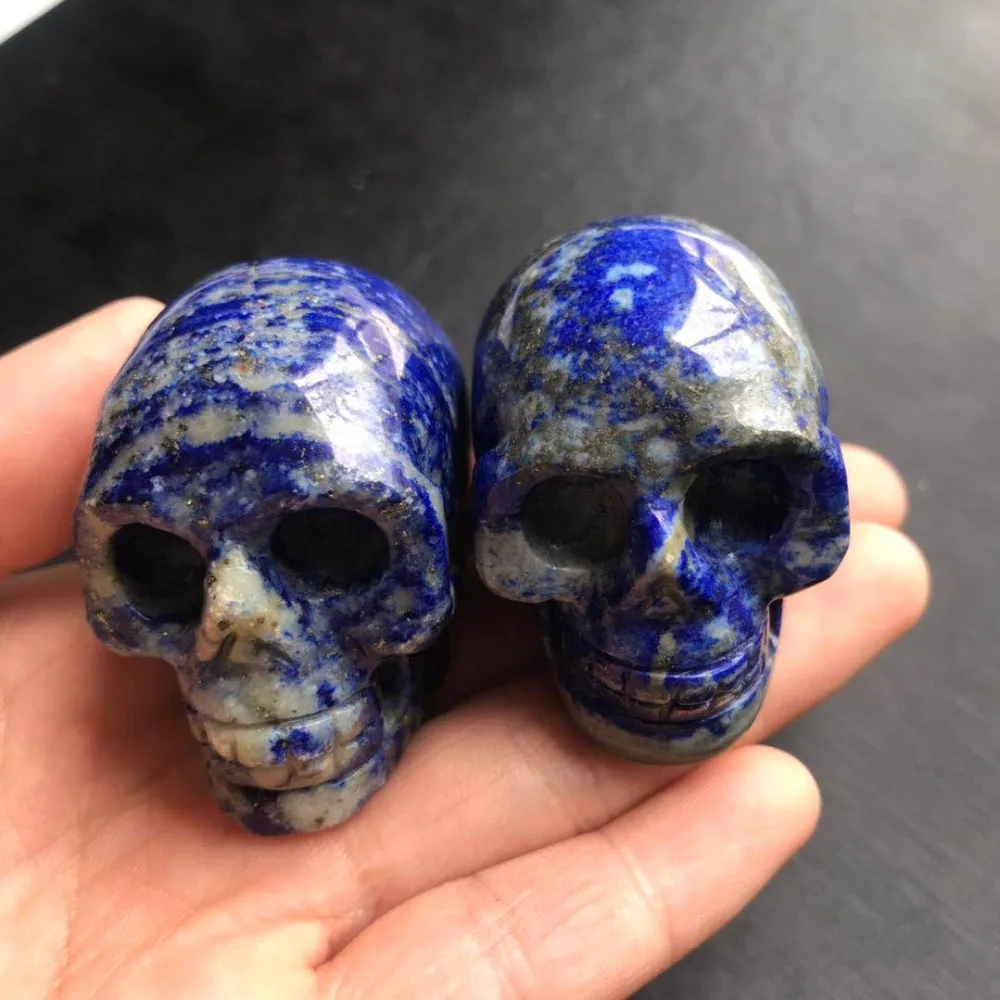 

Free ship cheap natural lapis lazuli stone carved small crystal quartz skull head for healing decoration gift JM