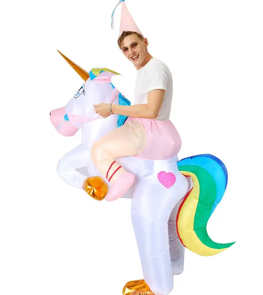 Unicorn надувной костюм унисекс взрослый верховая езда лошадь Хэллоуин косплей